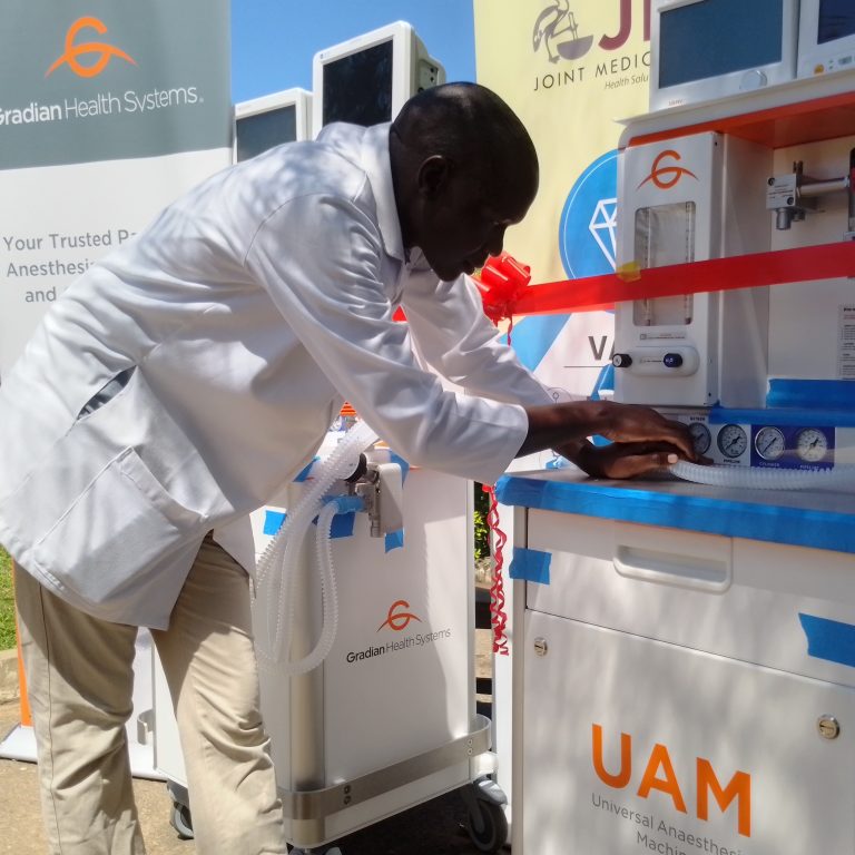 Anaesthetist at Soroti regional refereal hospital checking the machines-2