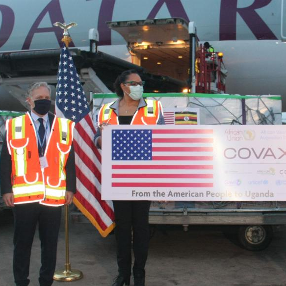 USA donated covid19 vaccines arrive at Entebbe International Airport