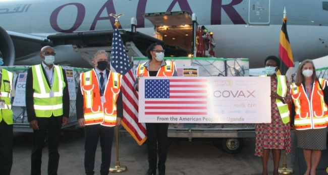 USA donated covid19 vaccines arrive at Entebbe International Airport