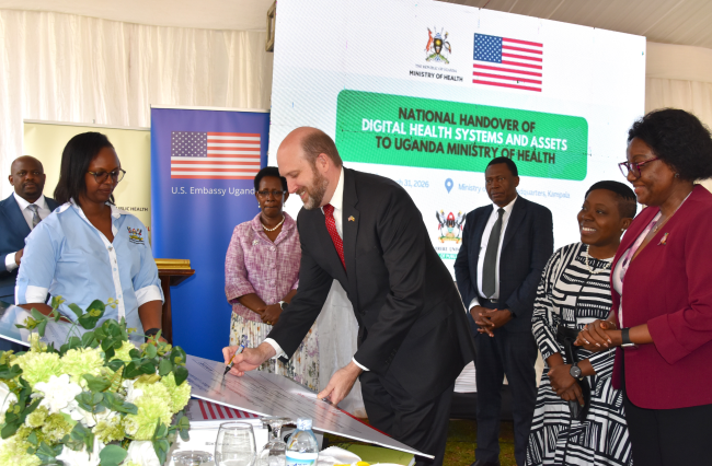 U.S. Ambassador to Uganda William W. Popp at the handover event in Kampala