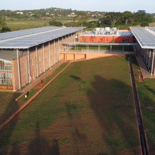 An aerial view of the surgical Children’s Hospital in Entebbe