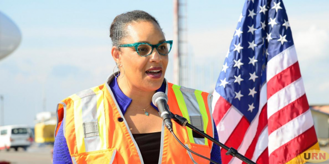 U.S Ambassador Natalie E. Brown speaking in Entebbe
